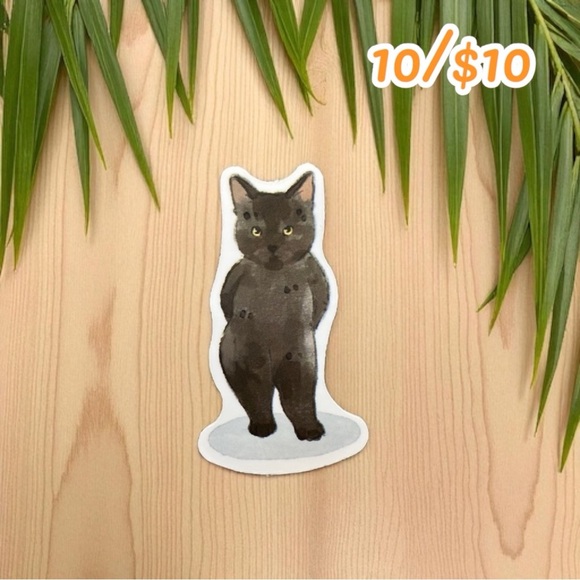 Judgmental Standing Cat Vinyl Sticker – Approx. 1 1/2” - Picture 1 of 1